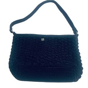 Y2K Lina Black Woven Shoulder Bag with Textured Design